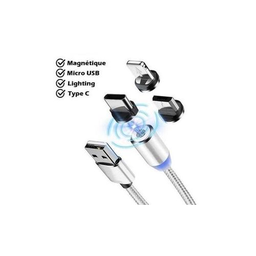 Câble de Charge Magnétique 3en1 Type C / Samsung / Iphone كابل  شحن مغناطيسي
 Fiche Technique et Prix au Maroc