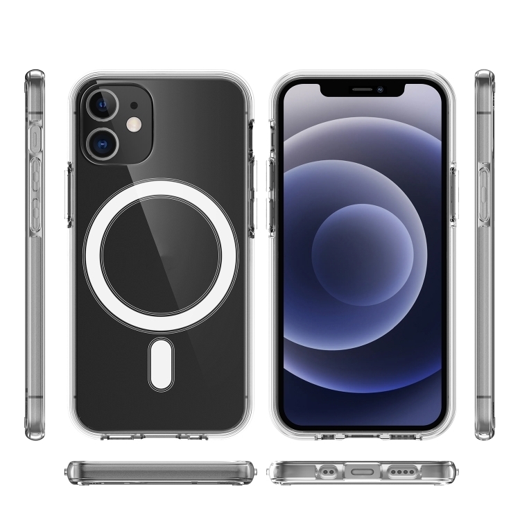 For iPhone 11 Magsafe Case Simple Magnetic Ring All-inclusive Clear Crystal Acrylic PC +TPU Shockproof Case (Transparent) - 1