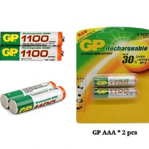 GP 1100mAh AAA Batterie 1.2 V Ni-MH Rechargeable 2 pcs/lot
 Fiche Technique et Prix au Maroc
