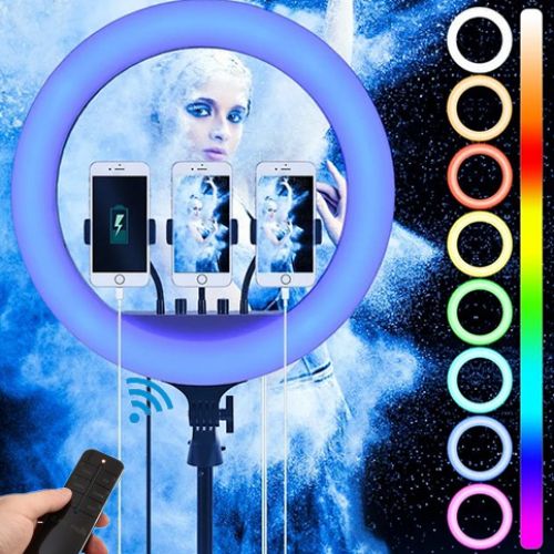 RGB Ring light 45 Cm trépied 2M avec télécommande sans fil pour YouTube / Tiktok / makeup artist
 Fiche Technique et Prix au Maroc