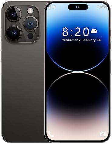 MMY I14 Pro MAX Téléphone portable débloqué, longue durée de vie de la batterie, écran HD de 6,82", 6 + 256 Go, Android 13, smartphone avec carte mémoire de 128 Go, double SIM/verrouillage d'empreintes digitales/identification faciale/GPS (noir)
 Fiche Technique et Prix au Maroc