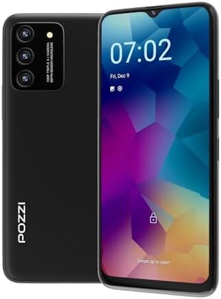 POZZI NEO 1, téléphone portable Android débloqué, écran HD+ de 6,57 pouces, 4 Go de RAM + 64 Go, batterie 5000 mAh, smartphone double SIM 4G LTE, caméra triple AI 16 MP, noir, T-Mobile
 Fiche Technique et Prix au Maroc