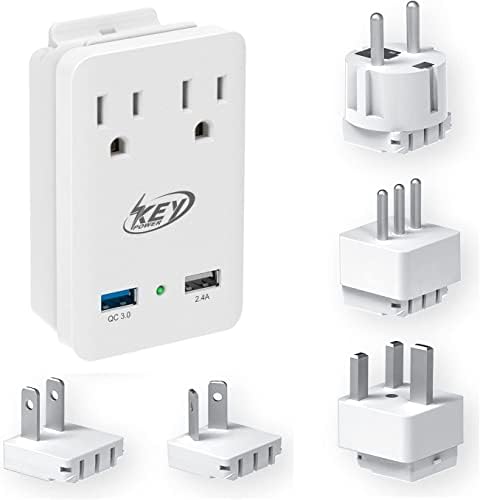 Adaptateur secteur Royaume-Uni, kit adaptateur de voyage Europe – QC 3.0 2 USB + 2 prises CA US, prise de voyage avec 5 prises de conversion pour États-Unis, Europe, Royaume-Uni, Italie, Japon, Inde et plus – Parfait pour ordinateur portable, téléphones portables
 Fiche Technique et Prix au Maroc