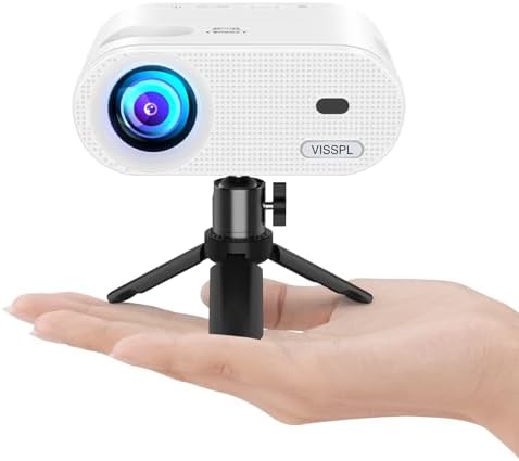Mini Projector, VISSPL Full HD 1080P Video Projector, Portable Outdoor Projector with Tripod, Kids Gift, Home Theater Movie Phone Projector Compatible with Android/iOS/Windows/TV Stick/HDMI/USB Fiche Technique et Prix au Maroc