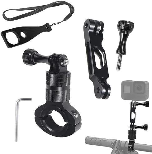 Support de caméra rotatif à 360 degrés pour Gopro, support de guidon de vélo tout en aluminium avec tige d'extension pour caméras d'action Hero 11/10/9/8/7/6/5, adapté à la plupart des vélos de montagne/motos
 Fiche Technique et Prix au Maroc