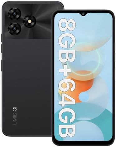 UMIDIGI Téléphone portable débloqué, G5A MTK Helio A22 4+4 Go + 64 Go Android 13 Smartphone débloqué avec plein écran 6,52", triple caméra AI 13 MP + 2 MP + 5 MP, batterie 5000 mAh, téléphone portable à charge rapide, noir
 Fiche Technique et Prix au Maroc