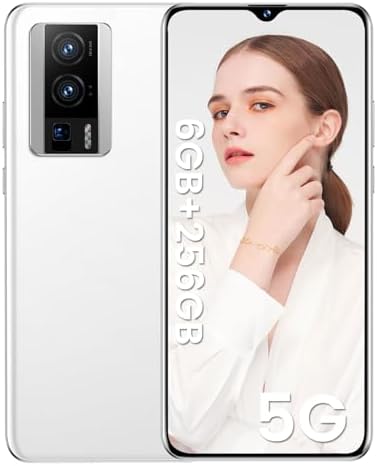 VIQEE K60 Téléphones portables débloqués, 6 Go + 256 Go Android 13, écran 6,7" + écran 120 Hz, appareil photo 64 MP, batterie 6800 mAh, GPS, AI Face, 4G 5G double SIM/Face ID/GPS (blanc)
 Fiche Technique et Prix au Maroc