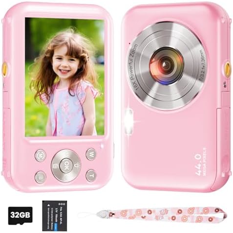 Appareil photo numérique, appareil photo pour enfants avec carte de 32 Go, caméra de vlogging FHD 1080P 44MP, zoom 16X, appareil photo numérique compact et portable rechargeable pour adolescents, garçons, filles, étudiants, personnes âgées (rose)
 Fiche Technique et Prix au Maroc