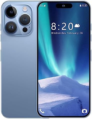 MMY P14 Pro Max 5G Smartphone débloqué – 6 Go + 256 Go pour Android 13, téléphone portable débloqué 6,8", 6800 mAh, double SIM/verrouillage d'empreintes digitales/Face ID/GPS/double caméra 48 MP + 108 MP (Bleu)
 Fiche Technique et Prix au Maroc