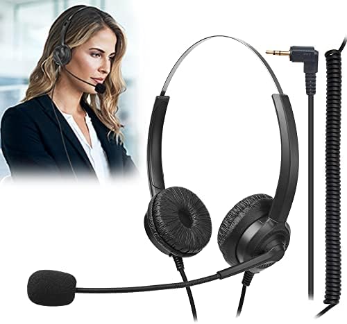 Voistek Casque téléphonique double oreille 2,5 mm pour centre d'appels, casque binaural antibruit de 1,8 m, avec micro de style perche pour la plupart des téléphones sans fil
 Fiche Technique et Prix au Maroc