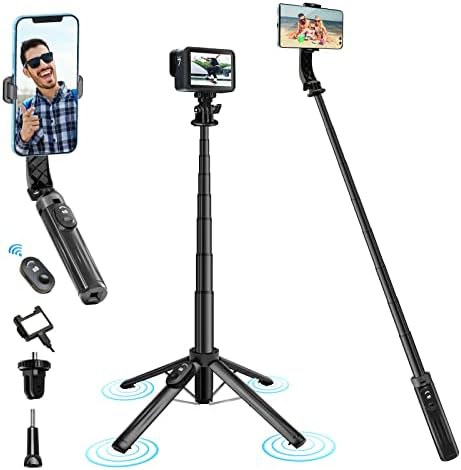 Trépied de téléphone portable et perche à selfie, support de trépied de téléphone portable avec télécommande sans fil et support de téléphone, trépied de voyage, compatible avec iPhone 14/13/12/11/Android
 Fiche Technique et Prix au Maroc