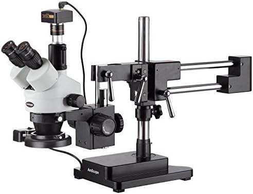 AmScope SM-4TZ-FRL-MB Microscope trinoculaire numérique professionnel à zoom stéréo, oculaires WH10x, grossissement 3,5 x-90 x, objectif zoom 0,7 x-4,5 x, anneau lumineux fluorescent 8 W, support à double bras, 110 V-120 V, comprend 0,5 x et objectifs Barlow 2.0X et appareil photo 1,3MP avec objectif de réduction et logiciel
 Fiche Technique et Prix au Maroc