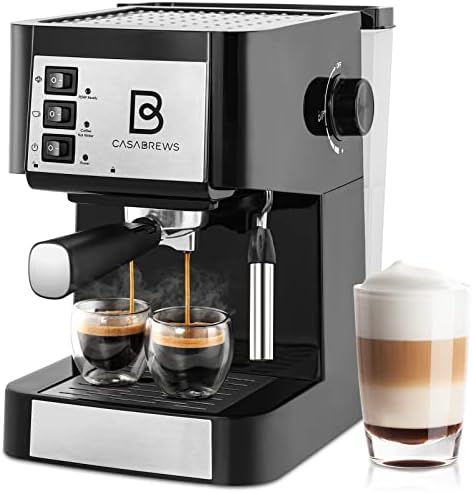 CASABREWS Machine à expresso 20 bars, machine à expresso professionnelle avec mousseur à lait, machine à café expresso et machine à cappuccino avec réservoir d'eau amovible pour latte, cadeau pour papa maman
 Avis, Fiche Technique et Prix au Maroc