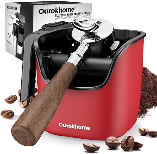 Ourokhome Accessoires pour expresso Boîte à café en acier inoxydable 304 avec barre de frappe et couvercle amovibles, outils à expresso stables et durables, passe au lave-vaisselle (rouge)
 Avis, Fiche Technique et Prix au Maroc