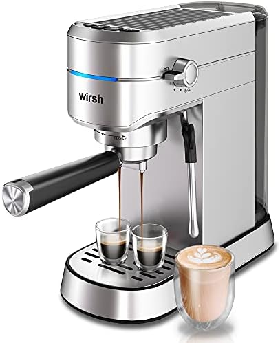 Wirsh Machine à expresso, machine à expresso avec cuiseur vapeur commercial pour latte et cappuccino, machine à café expresso avec réservoir d'eau amovible de 42 oz, acier inoxydable (Home Barista)
 Avis, Fiche Technique et Prix au Maroc