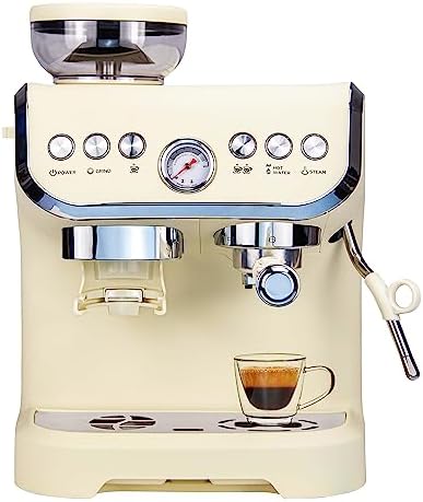 Machine à café expresso MIROX avec broyeur pour la maison, réservoir d'eau de 2000 ml et boîtier en ABS de 1450 W, machine à café latte combinée, machine à cappuccino avec mousseur à lait, machines à latte macchiato et cuppuccino
 Avis, Fiche Technique et Prix au Maroc