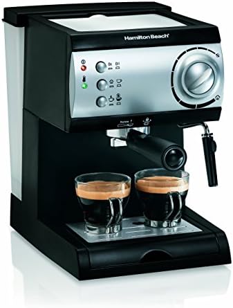 Machine à expresso Hamilton Beach 15 bars, machine à cappuccino, moka et latte, avec mousseur à lait, préparez 2 tasses simultanément, fonctionne avec des dosettes ou du café moulu, 50 oz.  Réservoir d'eau, noir
 Avis, Fiche Technique et Prix au Maroc