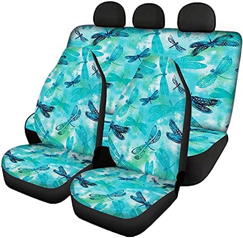 Cozeyat Lot de 2 coussins de siège avant + 2 housses de banquette arrière divisées, ensemble complet de couverture de selle, coussin de protection de siège baquet universel, compatible avec la plupart des accessoires de véhicule, motif libellule
 Fiche Technique et Prix au Maroc