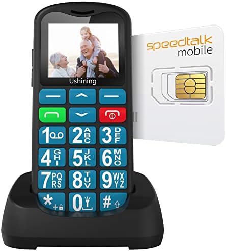 USHINING Téléphone portable senior débloqué 4G LTE avec carte SIM Speed ​​Talk pour personnes âgées avec chargeur de type C, appel SOS, téléphone de base pour personnes âgées, téléphone portable débloqué avec station de chargement (bleu)
 Fiche Technique et Prix au Maroc