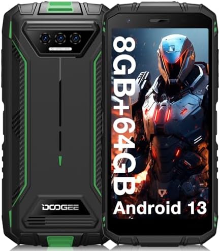 DOOGEE S41T Smartphone robuste débloqué 2024, batterie 6300 mAh, 8 Go + 64 Go, téléphone robuste 4G double SIM, téléphone Android 13, appareil photo 13 MP, téléphone portable étanche IP68, déverrouillage facial, NFC/T-Mobile, noir
 Fiche Technique et Prix au Maroc