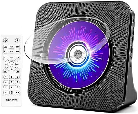 Lecteur CD de bureau avec haut-parleurs, lecteurs CD ROADOM pour la maison, lecteur CD portable avec son stéréo Bluetooth Hi-Fi, télécommande, prend en charge CD/Bluetooth/radio FM/disque U/AUX/minuterie/répétition, noir
 Avis, Fiche Technique et Prix au Maroc