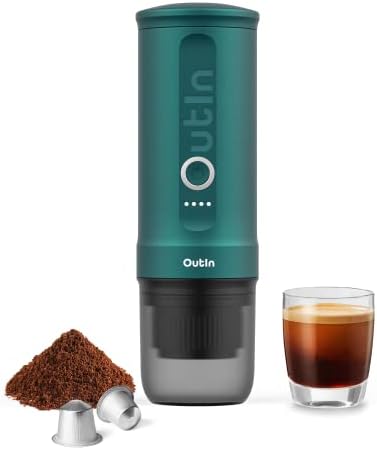 Outin Nano Machine à expresso électrique portable avec auto-chauffage de 3 à 4 minutes, mini cafetière de voiture 20 bars 5 V, compatible avec les capsules NS et le café moulu pour le camping, les voyages, les camping-cars, la randonnée, le bureau
 Avis, Fiche Technique et Prix au Maroc