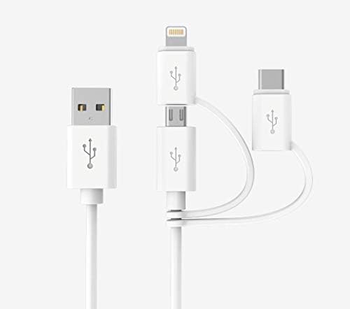 Câble 3 en 1 certifié Apple MFI, câble Lightning/Type C/Micro USB pour iPhone, iPad, Huawei, HTC, LG, Samsung Galaxy, Sony Xperia, smartphones Android, iPad Pro 2018 et plus 3 en 1 blanc (6 pieds)
 Fiche Technique et Prix au Maroc