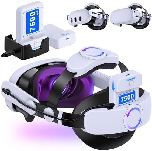 Battery Head Strap 15000mAh for Meta Quest 3/2,Elite Starp Replacement Extend Playtime for Oculus Quest 3/2 with Rechargeable Battery 2 Pack,Charging Dock,Double Adjust Knob Enhanced Support&Comfort Fiche Technique et Prix au Maroc
