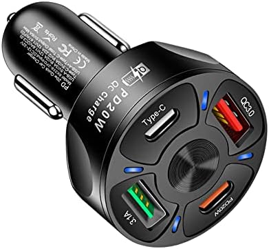 Adaptateur de chargeur de voiture, chargeur de voiture rapide USB 4 ports QC3.0/PD20W/Type-c/2.1A, chargeur de téléphone de voiture Smart Shunt compatible iPhone 14 13 12 Pro Max/tous les téléphones intelligents (noir)
 Fiche Technique et Prix au Maroc