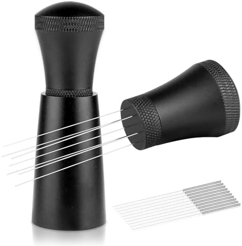 HURRICANEMANSPT Outil de distribution d'espresso Accessoires pour agitateur à café avec 0,35 mm en acier inoxydable 304 7 aiguilles et 10 aiguilles supplémentaires de remplacement et support de poignée en alliage d'aluminium antidérapant
 Avis, Fiche Technique et Prix au Maroc