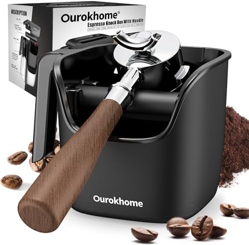Ourokhome Accessoires pour expresso Boîte à café moulu, stable et durable en acier inoxydable pour machine à expresso avec barre de frappe amovible, poignée et couvercle, passe au lave-vaisselle, 4,8 pouces (noir)
 Avis, Fiche Technique et Prix au Maroc