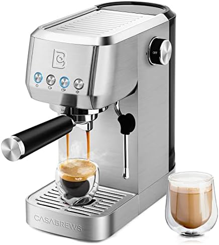 CASABREWS Machine à expresso 20 bars, machine à expresso professionnelle, machine à cappuccino avec mousseur à lait à vapeur, machine à café expresso en acier inoxydable avec réservoir d'eau amovible de 49 oz, cadeau pour papa maman
 Avis, Fiche Technique et Prix au Maroc
