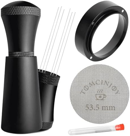 WDT Tools Écran de rondelle à expresso – Entonnoir doseur de 54 mm et aiguilles en acier inoxydable 316 de 0,35 mm Outil de distribution d'agitateur à café |  Compatible avec les machines à café expresso Breville série 8 et les porte-filtres de 54 mm.
 Avis, Fiche Technique et Prix au Maroc