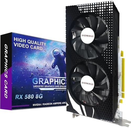 SHOWKINGS Radeon RX 580 8GB Graphics Card, 256Bit 2048SP GDDR5 AMD Video Card for Pc Gaming, DP HDMI DVI-Output, PCI Express 3.0 with Dual Fan for Office and Gaming Fiche Technique et Prix au Maroc