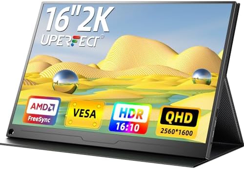 UPERFECT Moniteur portable 2K 16" 2560 x 1600 QHD Moniteur de jeu portable HDR FreeSync avec VESA et Smart Case Matte IPS Eye Care Deuxième écran externe pour PC, ordinateur portable, téléphone, console de jeu
 Fiche Technique et Prix au Maroc