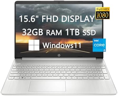 Ordinateur portable HP 2023 mise à niveau 15,6 FHD, Intel Core i5-1135G7 de 11e génération, 32 Go de RAM, SSD 1 To, webcam, Wi-Fi, Bluetooth, USB-C, charge rapide, léger, Windows 11, prêt pour l'école et l'entreprise, ensemble LIONEYE
 Fiche Technique et Prix au Maroc