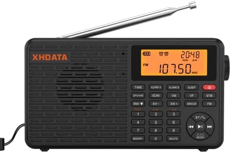 XHDATA D109 Radio portable à ondes courtes – Fonctionne sur piles AM FM SW LW Radio bande mondiale DSP Bonne réception Radio avec un excellent son Haut-parleur MP3 sans fil BT Réveil Fonction veille Prise en charge de la carte TF
 Avis, Fiche Technique et Prix au Maroc
