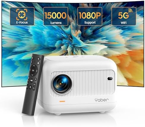 [Electric Focus]Mini Projector with 5G WiFi and Bluetooth 5.2,YABER 15000 Lumen 1080P Outdoor Projector Support ±40° Keystone Correction,Portable Projector for Phone/ TV Stick/Laptop/PS5 Fiche Technique et Prix au Maroc