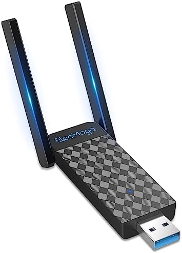 Adaptateur WiFi USB, ElecMoga 1300 Mbps Adaptateur réseau sans fil double bande 5 GHz/2,4 GHz Dongle WiFi USB 3.0 Antenne 5 dBi Adaptateur WiFi pour ordinateur de bureau, compatible Windows 11/10/8.1/8/7, Mac OS 10.9-10.15
 Avis, Fiche Technique et Prix au Maroc