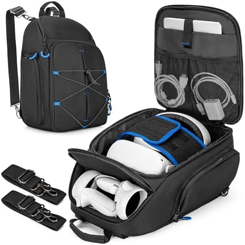 Carrying Case Compatible with Oculus Meta Quest 2/Quest 3/Quest Pro/VR Elite Strap, Travel Storage Bag Backpack with Separate Room for Touch Controllers and Multi-Pockets (Patent Design) Fiche Technique et Prix au Maroc