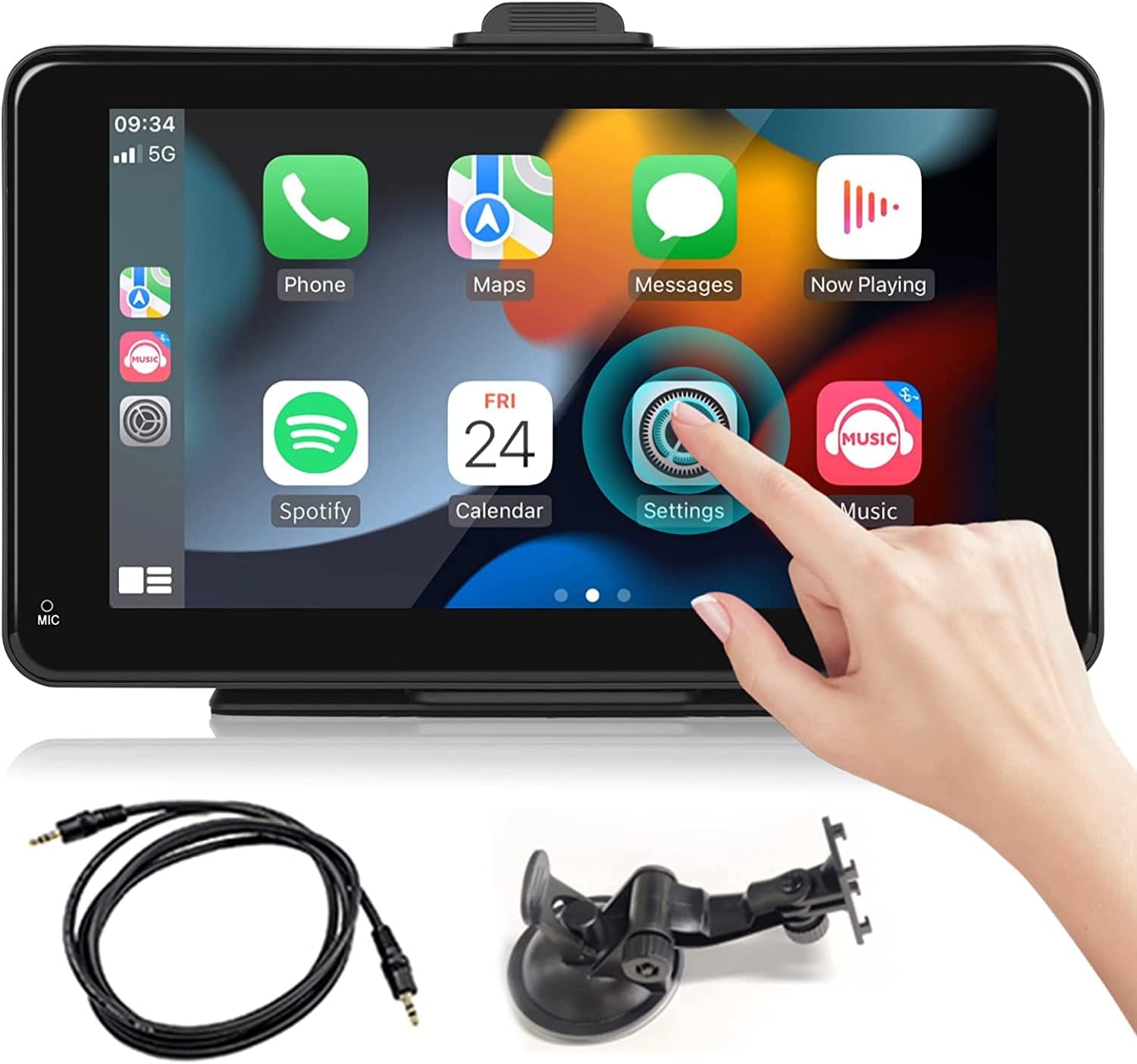 Radio Voiture Tactile 7" avec CarPlay, Android Auto, MirrorLink et Support Debout/Ventouse Bluetooth intégré, Compatible DC 7-32V, pour Camion, Caravane et Camping-Car Fiche Technique et Prix au Maroc