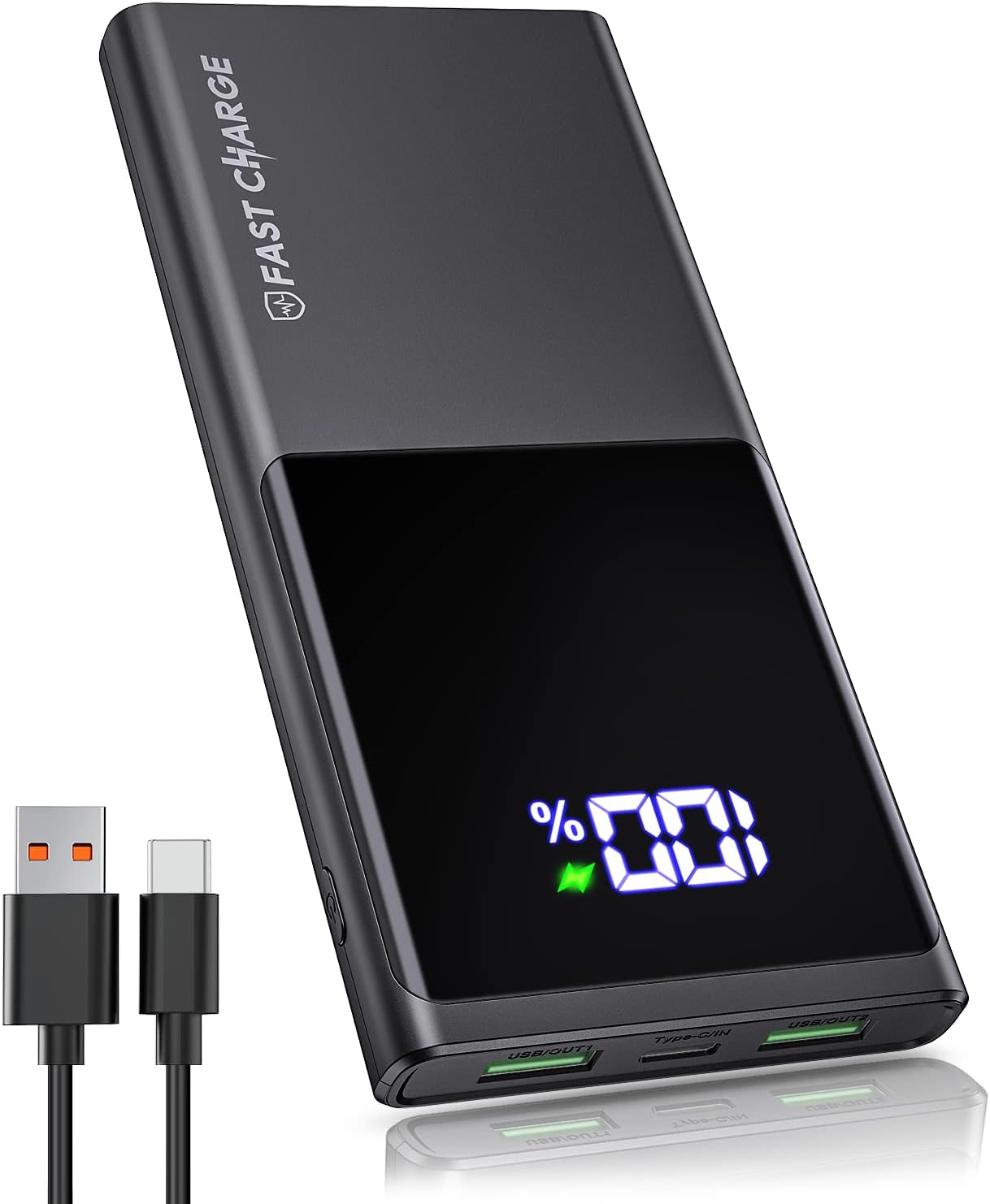 FAHEFANA Batterie Externe 10500mah, Ultra Mince Power Bank Charge Rapide 3 Sortie 2 Entrée(3A), Batterie Portable USB C (in/Output) avec Affichage LED Compatible avec iPhone 14 Xiaomi Samsung Airpods Fiche Technique et Prix au Maroc