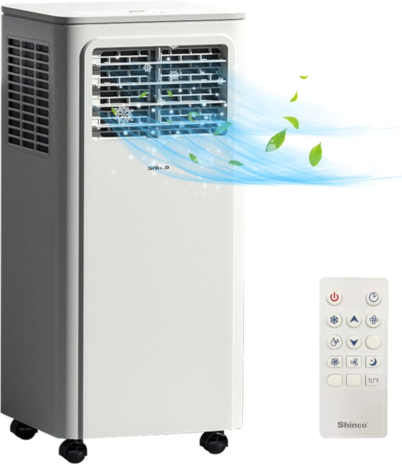 SHINCO 7000BTU Climatiseur Mobile avec Fonction 3-en-1, Climatisation, Déshumidificateur, Ventilateur, Mode veille, 2,1Kw, Télécommande, Minuteur 24h, 2 Kits Fenêtre Avis, Fiche Technique et Prix au Maroc