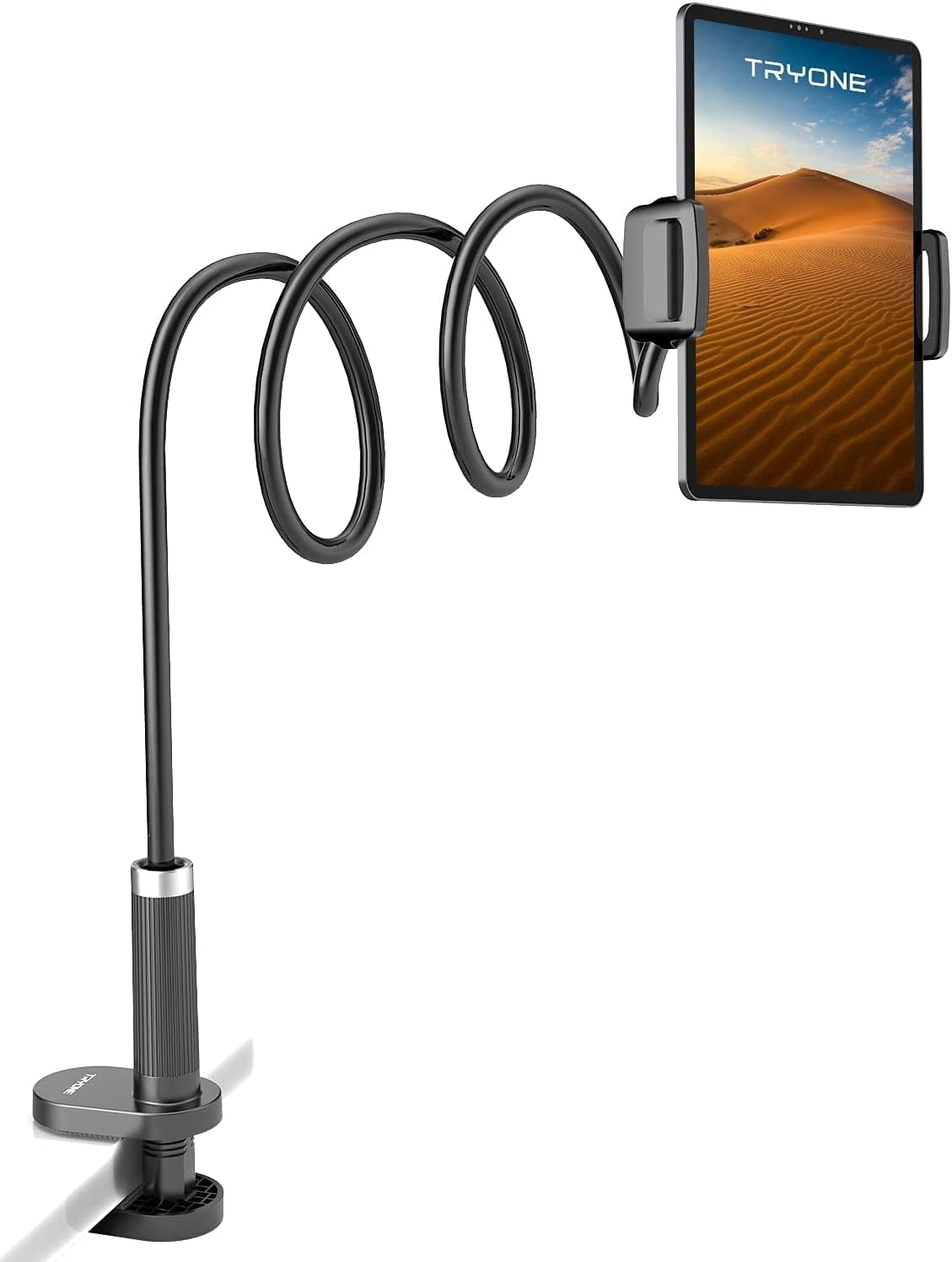 TRYONE Support Tablette Lit, réglable en col de Cygne pour iPad Pro 12.9, 10.5, 9.7, iPad Air Mini, Switch, Galaxy Tab, Huawei Mediapad, Autres tablettes, Longueur Totale 100 cm. Fiche Technique et Prix au Maroc
