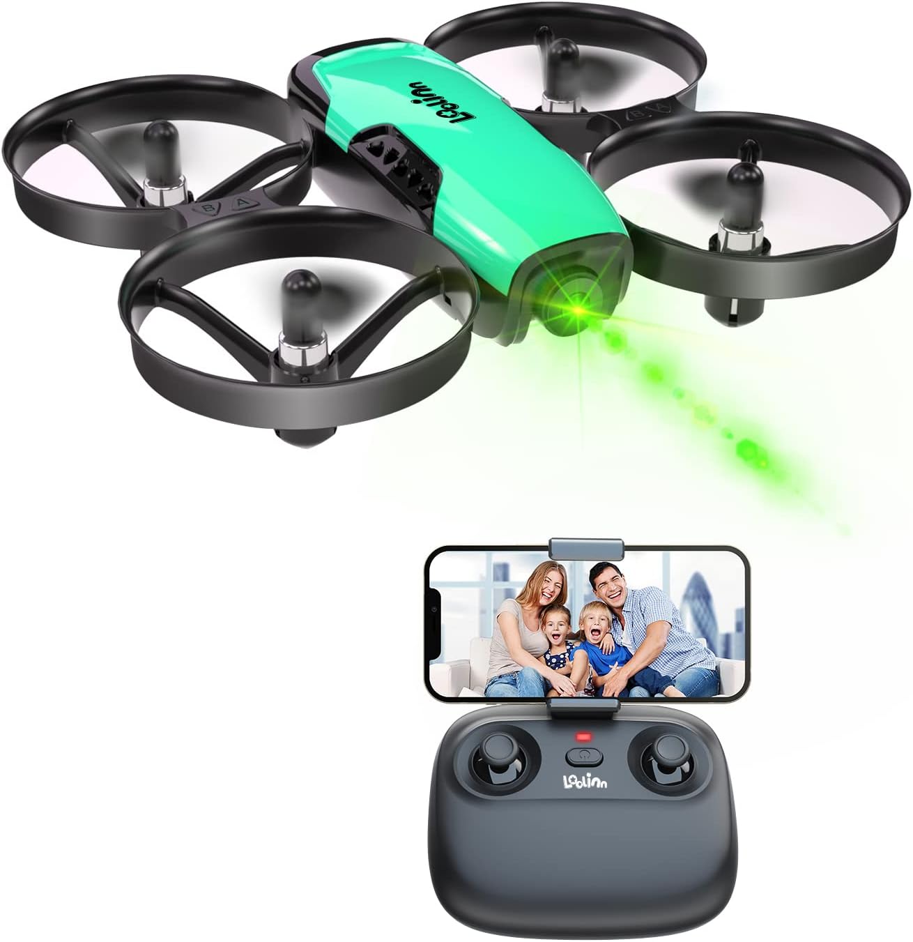 Loolinn | Drone avec Caméra pour Enfant - Mini Drone Quadricoptère Télécommandé avec Caméra Réglable, Photos et Vidéos en Temps Réels FPV, Vol Sécurisé, Deux Batteries (Idée Cadeau) Fiche Technique et Prix au Maroc