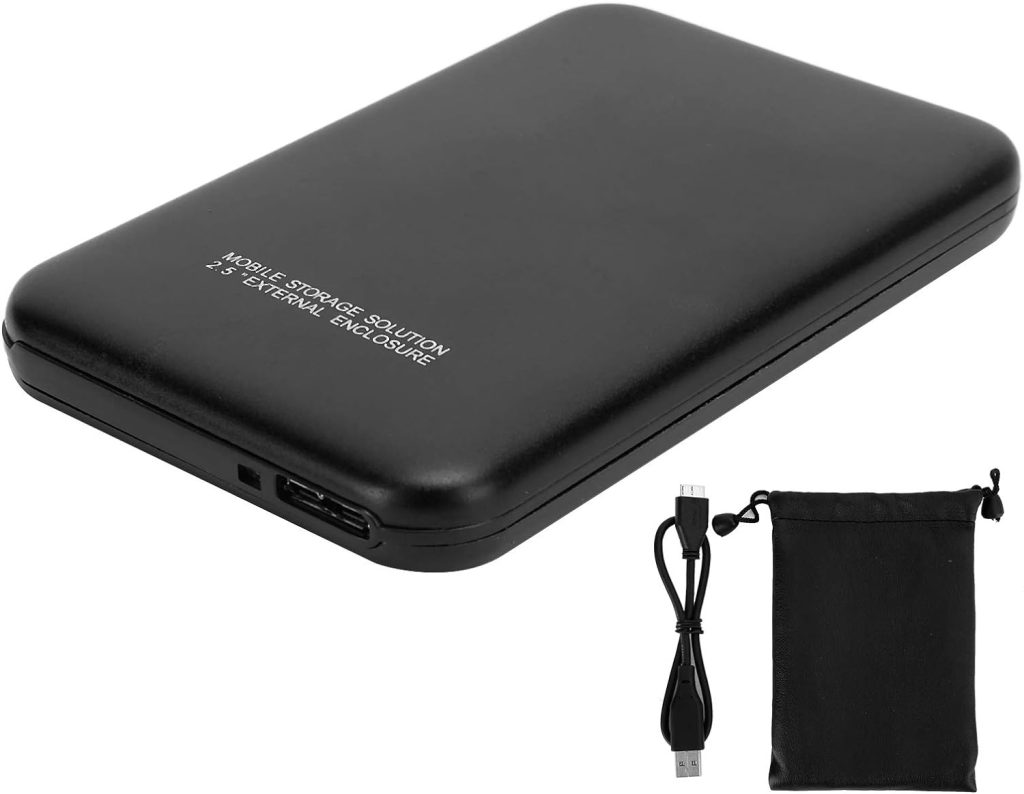 Disque Dur Externe Bipra 60Go USB 2.0 - Format FAT32, Ultra Fin 2,5", Aluminium Noir, Plug & Play
