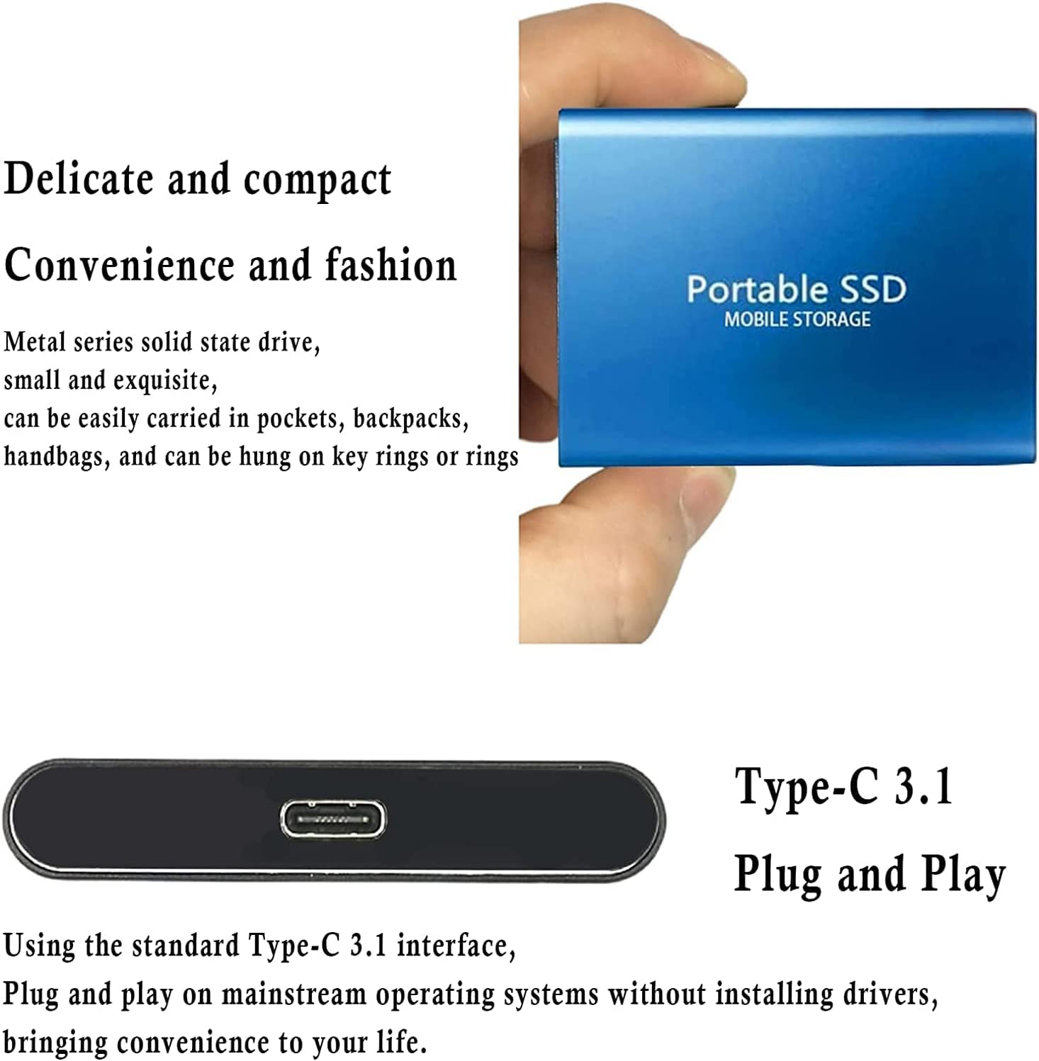 LEYMING Disque dur externe 4 To Disque dur portable USB 3.1 Type C Disque dur externe pour ordinateur portable Mac Stockage et transfert de données (bleu) Fiche Technique et Prix au Maroc