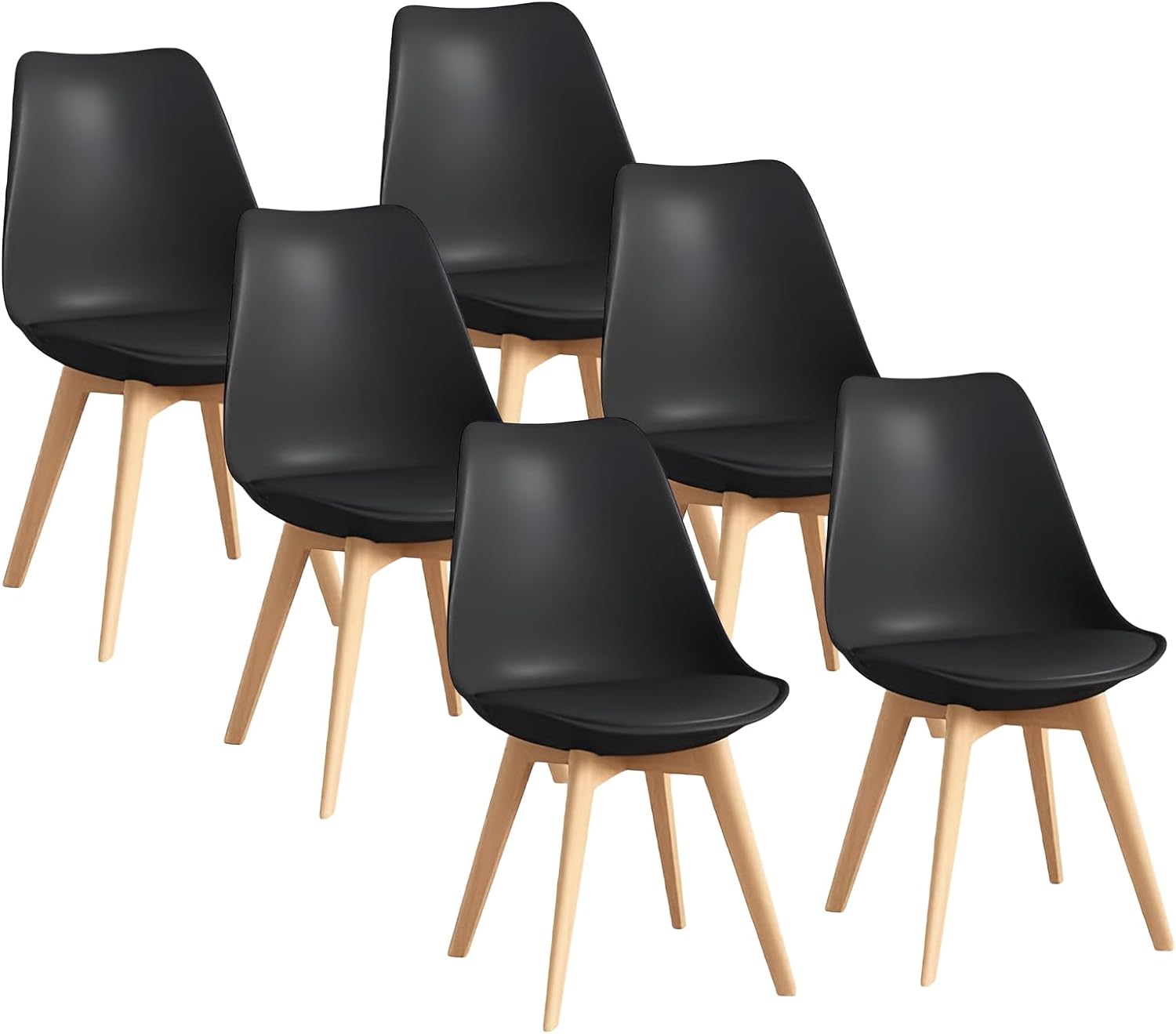 BOLLI Chaises de Salle à Manger Scandinave Lot de 6, Chaise de Cuisine, Idéal pour Salle à Manger, Salon, Chambre à Coucher (Tulipe, Noir)Avis,  Fiche Technique et Prix au Maroc