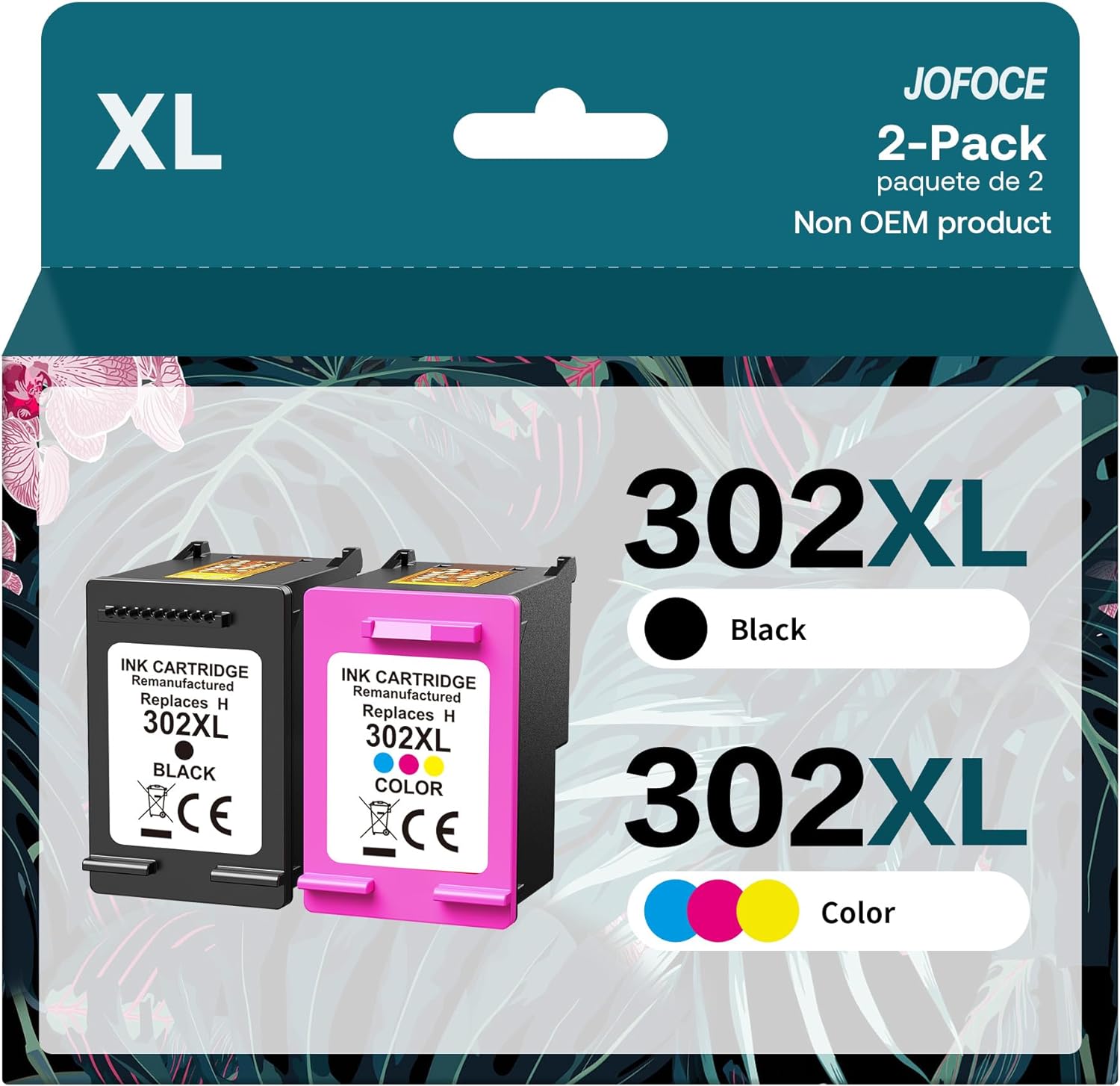Jofoce 302XL Remanufacturées Cartouches d'encre Remplacement pour HP 302 XL (Noir et Couleur, 2-Pack), Grande Capacité, pour DeskJet 3639 3630 3632, Envy 4520 4525 4527, OfficeJet 3831 3833 3830 Fiche Technique et Prix au Maroc