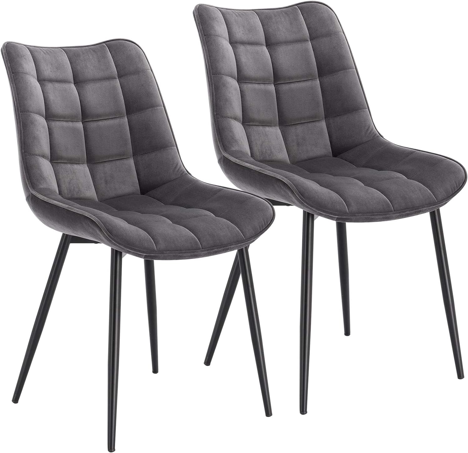 WOLTU® BH142dgr-2 Chaise de Salle à Manger Lot de 2 Chaise de Cuisine Assise rembourrée en Velours Pieds en métal Stable, Gris Foncé Fiche Technique et Prix au Maroc